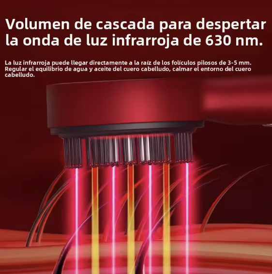 Peine Eléctrico de Masaje Capilar con Led Roja