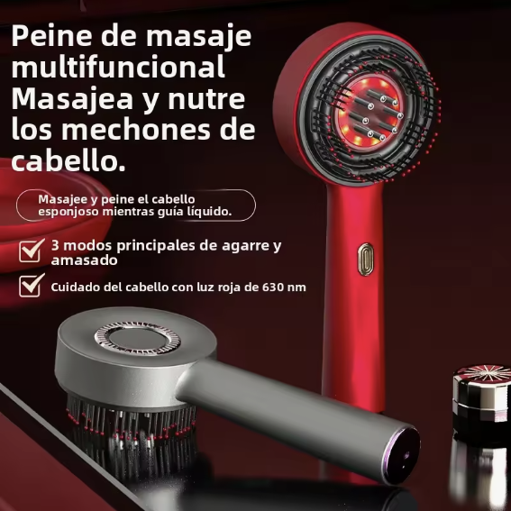 Peine Eléctrico de Masaje Capilar con Led Roja